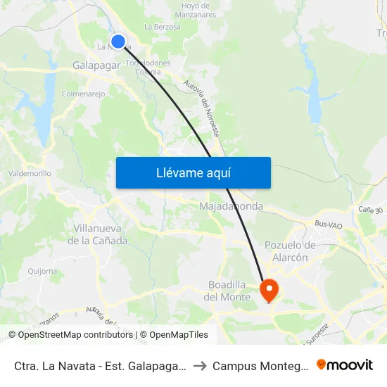 Ctra. La Navata - Est. Galapagar La Navata to Campus Montegancedo map