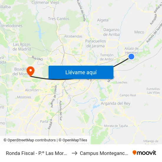Ronda Fiscal - P.º Las Moreras to Campus Montegancedo map