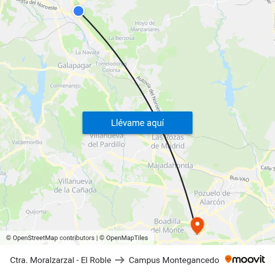 Ctra. Moralzarzal - El Roble to Campus Montegancedo map