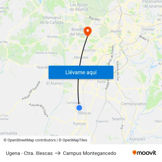 Ugena - Ctra. Illescas to Campus Montegancedo map
