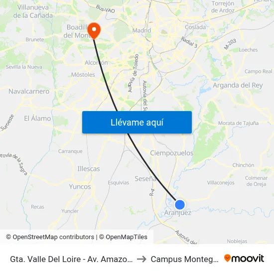 Gta. Valle Del Loire - Av. Amazonas Central to Campus Montegancedo map