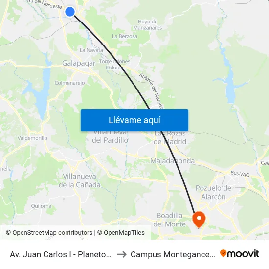Av. Juan Carlos I - Planetocio to Campus Montegancedo map