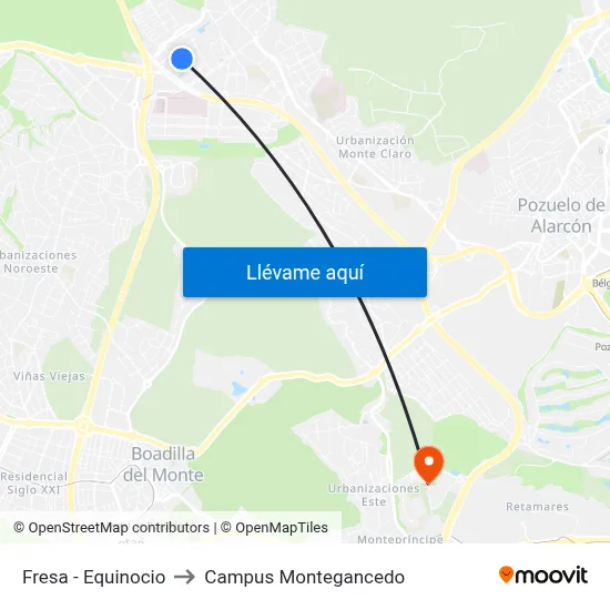 Fresa - Equinocio to Campus Montegancedo map