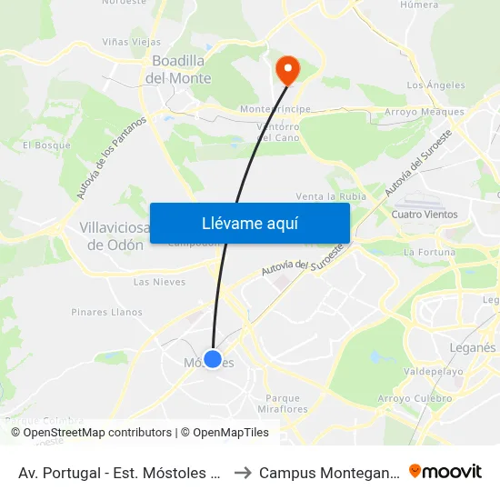 Av. Portugal - Est. Móstoles Central to Campus Montegancedo map