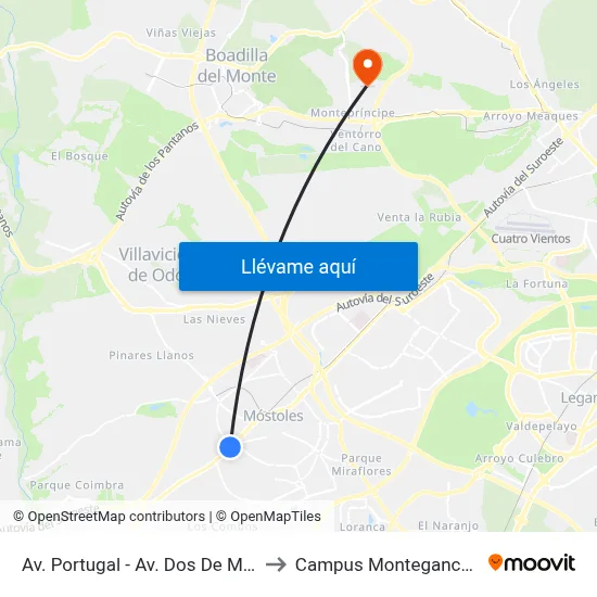 Av. Portugal - Av. Dos De Mayo to Campus Montegancedo map