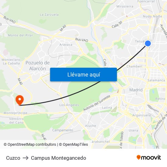 Cuzco to Campus Montegancedo map