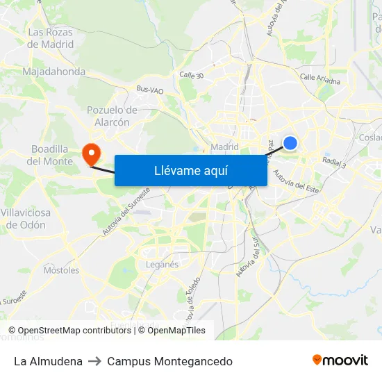 La Almudena to Campus Montegancedo map