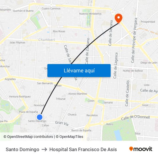 Santo Domingo to Hospital San Francisco De Asís map
