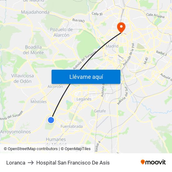 Loranca to Hospital San Francisco De Asís map