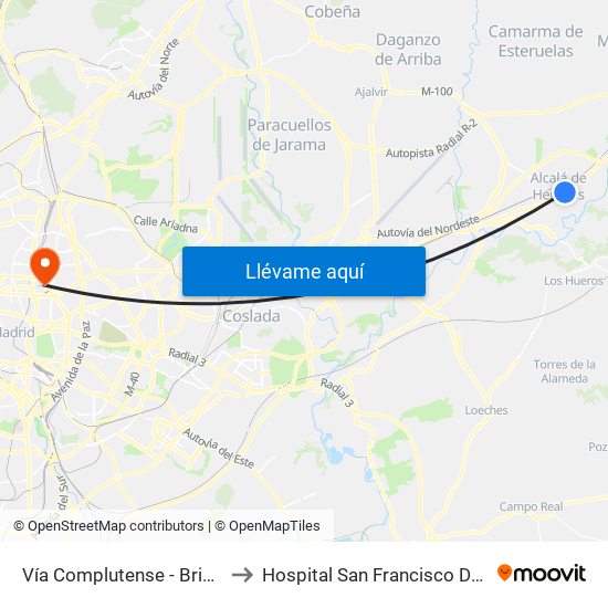 Vía Complutense - Brihuega to Hospital San Francisco De Asís map