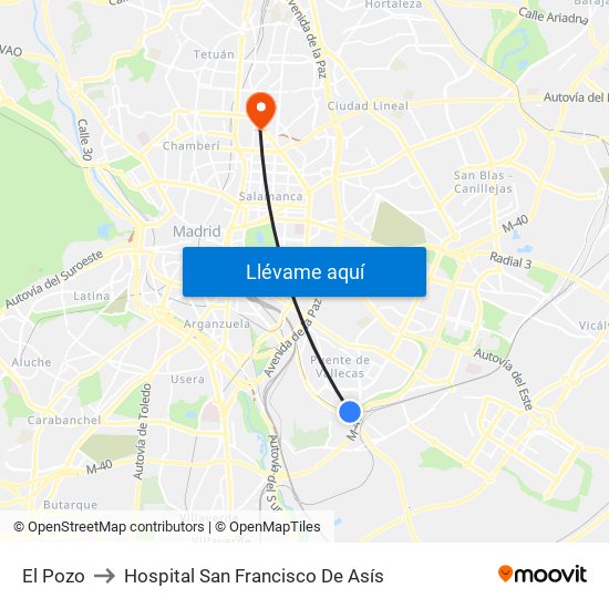 El Pozo to Hospital San Francisco De Asís map
