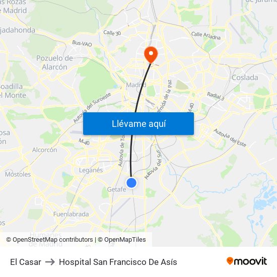 El Casar to Hospital San Francisco De Asís map