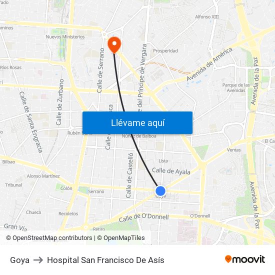 Goya to Hospital San Francisco De Asís map