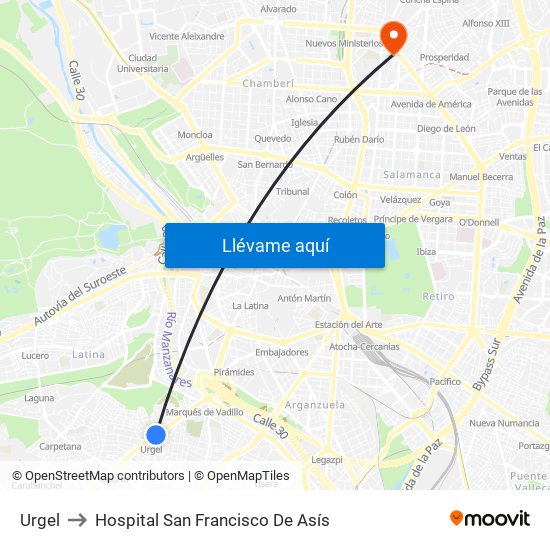 Urgel to Hospital San Francisco De Asís map