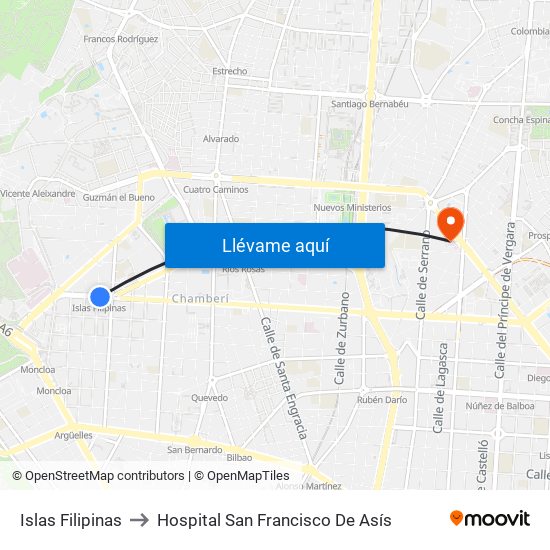 Islas Filipinas to Hospital San Francisco De Asís map