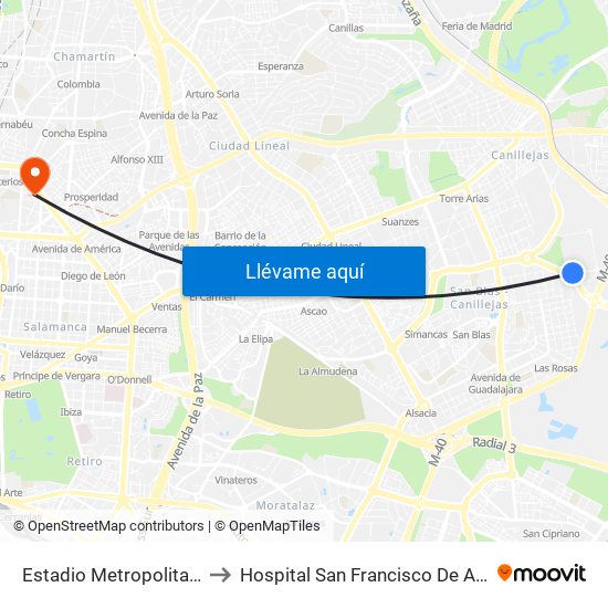 Estadio Metropolitano to Hospital San Francisco De Asís map