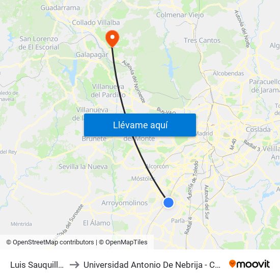 Luis Sauquillo - Grecia to Universidad Antonio De Nebrija - Campus De La Berzosa map