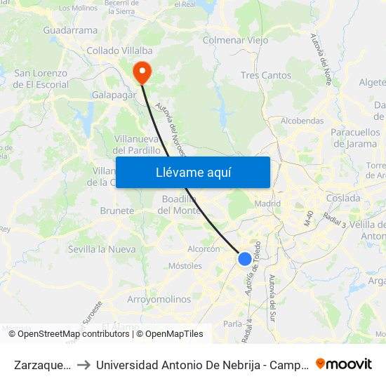Zarzaquemada to Universidad Antonio De Nebrija - Campus De La Berzosa map