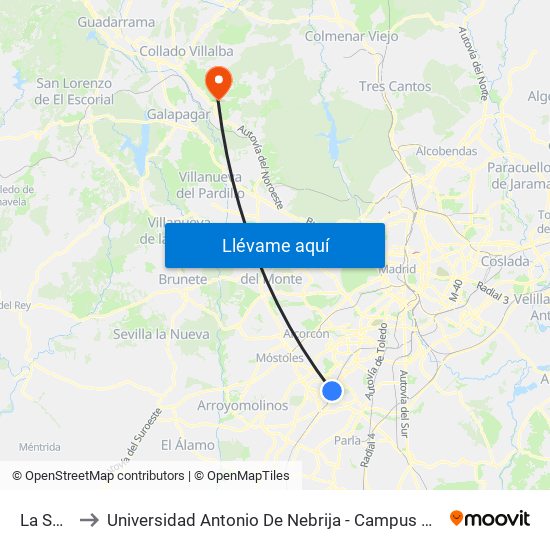 La Serna to Universidad Antonio De Nebrija - Campus De La Berzosa map