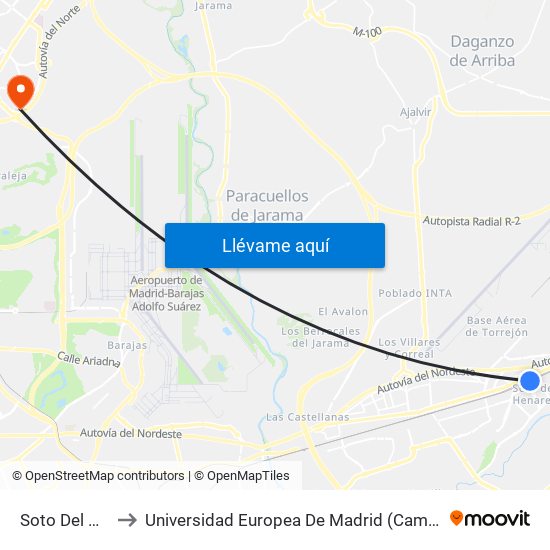 Soto Del Henares to Universidad Europea De Madrid (Campus De Alcobendas) map