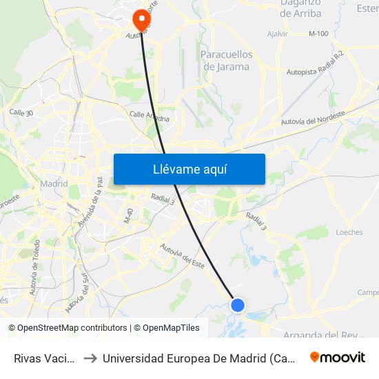 Rivas Vaciamadrid to Universidad Europea De Madrid (Campus De Alcobendas) map