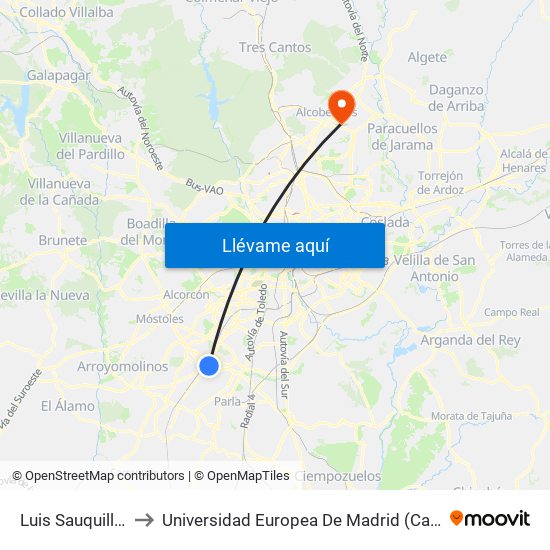 Luis Sauquillo - Grecia to Universidad Europea De Madrid (Campus De Alcobendas) map