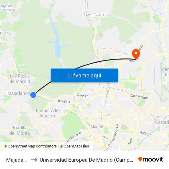 Majadahonda to Universidad Europea De Madrid (Campus De Alcobendas) map