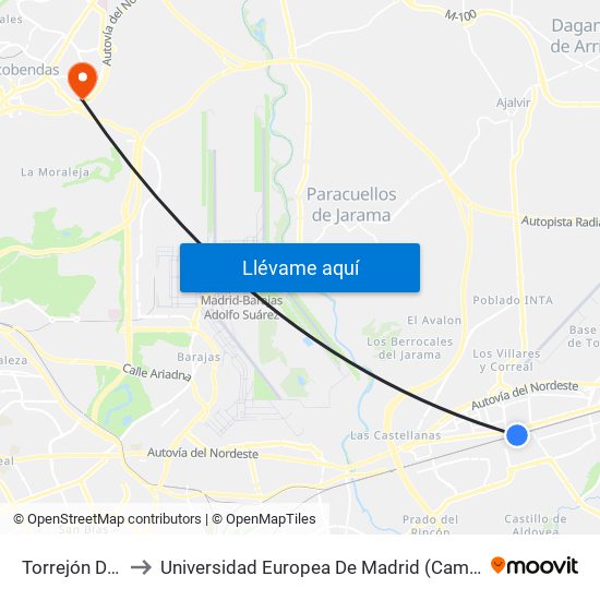 Torrejón De Ardoz to Universidad Europea De Madrid (Campus De Alcobendas) map