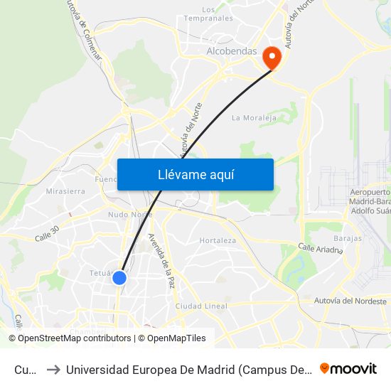 Cuzco to Universidad Europea De Madrid (Campus De Alcobendas) map