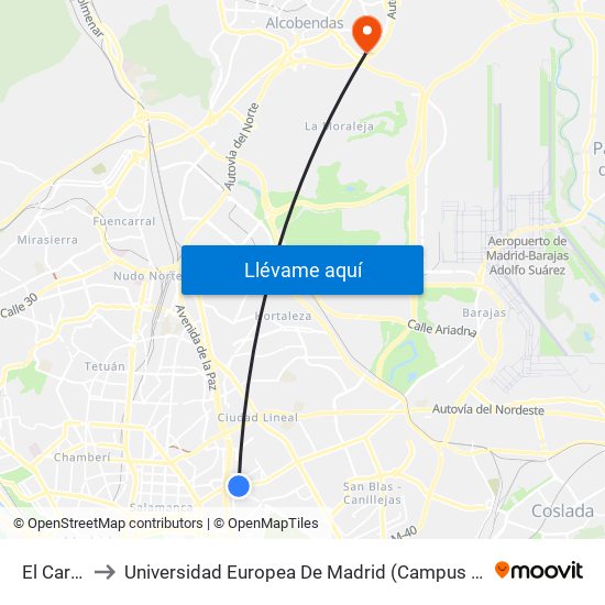 El Carmen to Universidad Europea De Madrid (Campus De Alcobendas) map