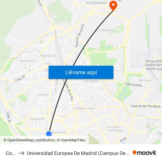 Colón to Universidad Europea De Madrid (Campus De Alcobendas) map