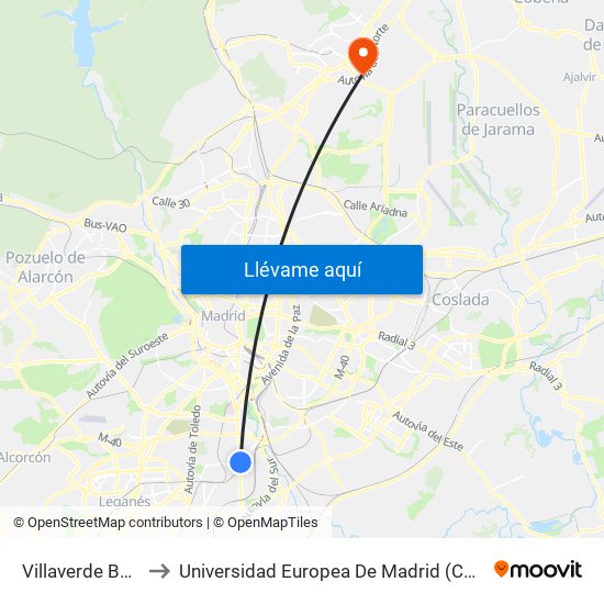 Villaverde Bajo - Cruce to Universidad Europea De Madrid (Campus De Alcobendas) map