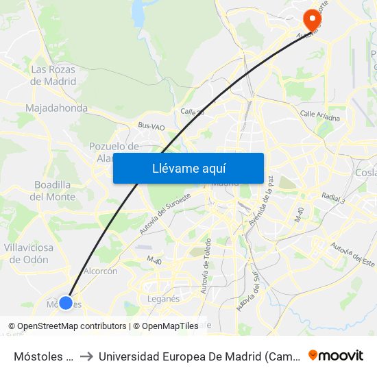 Móstoles Central to Universidad Europea De Madrid (Campus De Alcobendas) map