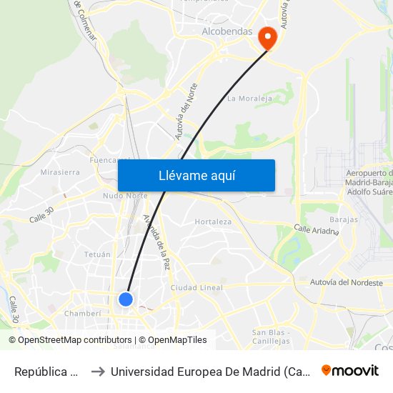 República Argentina to Universidad Europea De Madrid (Campus De Alcobendas) map