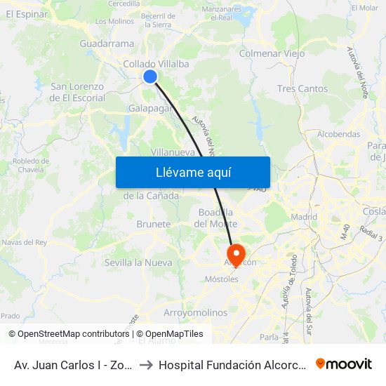 Av. Juan Carlos I - Zoco to Hospital Fundación Alcorcón. map