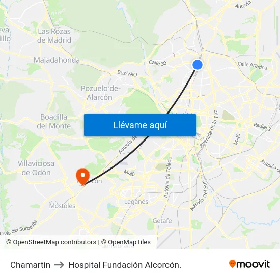 Chamartín to Hospital Fundación Alcorcón. map