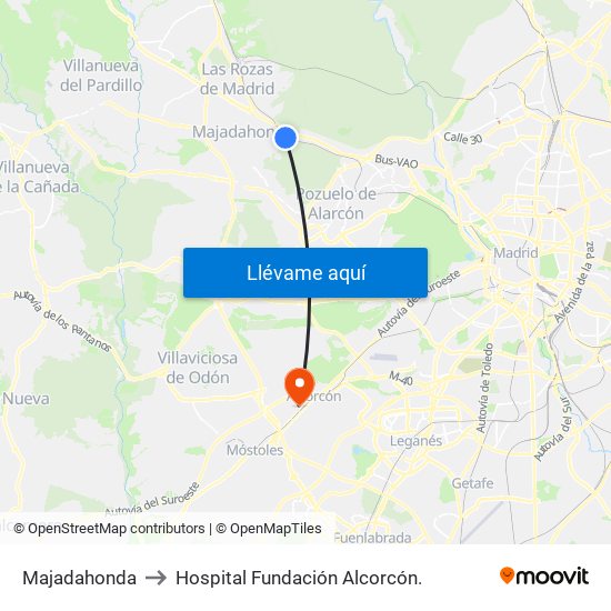 Majadahonda to Hospital Fundación Alcorcón. map