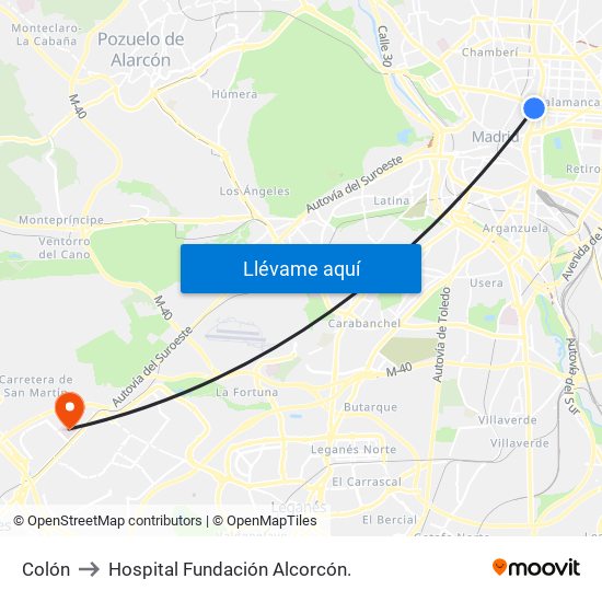 Colón to Hospital Fundación Alcorcón. map