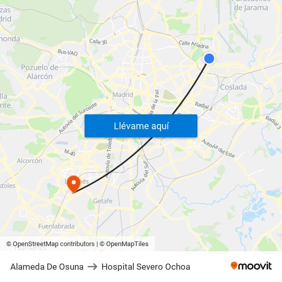 Alameda De Osuna to Hospital Severo Ochoa map