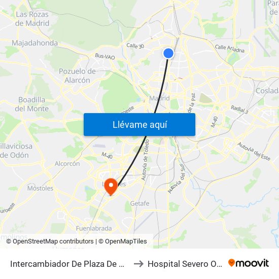 Intercambiador De Plaza De Castilla to Hospital Severo Ochoa map