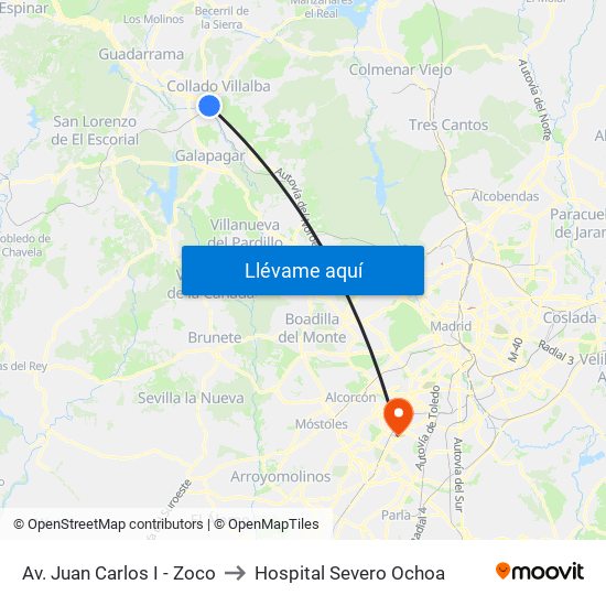Av. Juan Carlos I - Zoco to Hospital Severo Ochoa map