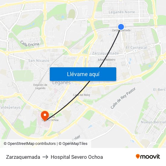 Zarzaquemada to Hospital Severo Ochoa map