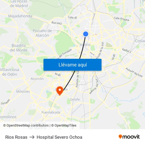 Ríos Rosas to Hospital Severo Ochoa map