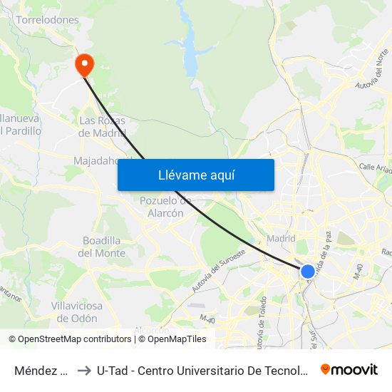Méndez Álvaro to U-Tad - Centro Universitario De Tecnología Y Arte Digital map