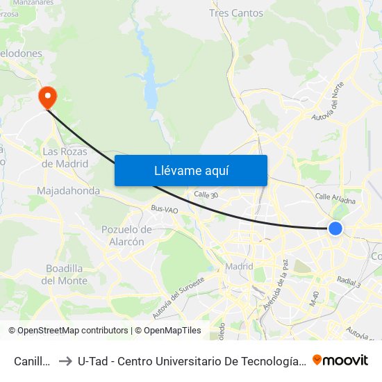 Canillejas to U-Tad - Centro Universitario De Tecnología Y Arte Digital map