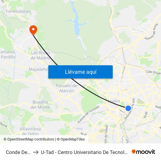 Conde De Casal to U-Tad - Centro Universitario De Tecnología Y Arte Digital map