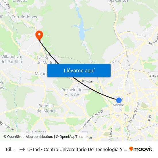 Bilbao to U-Tad - Centro Universitario De Tecnología Y Arte Digital map
