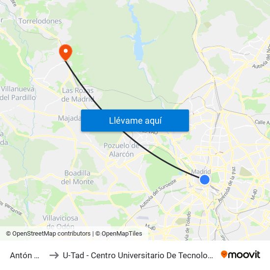 Antón Martín to U-Tad - Centro Universitario De Tecnología Y Arte Digital map