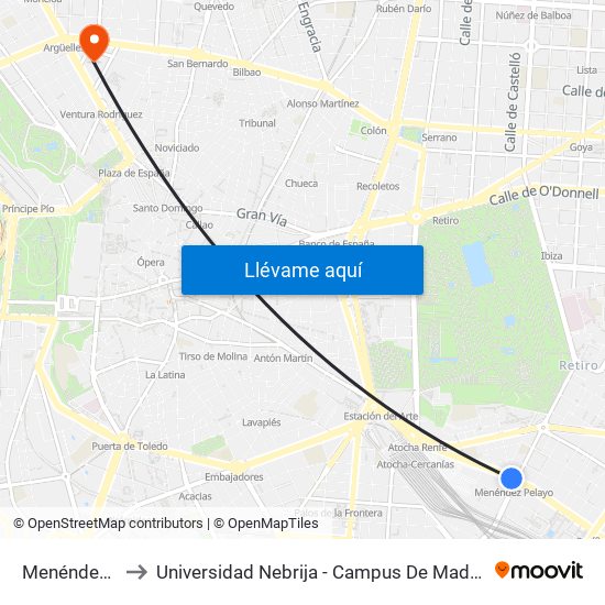 Menéndez Pelayo to Universidad Nebrija - Campus De Madrid-Princesa - Edificio D map