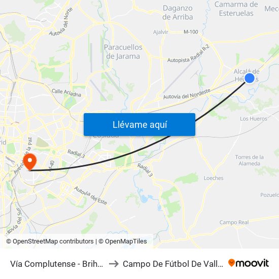 Vía Complutense - Brihuega to Campo De Fútbol De Vallecas map